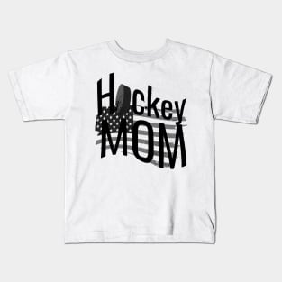 American Hockey Mom in Black and White Kids T-Shirt